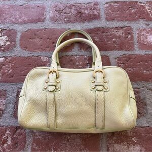 Dooney & Bourke pebbled leather Double Buckle Satchel in Celery Green doctor bag